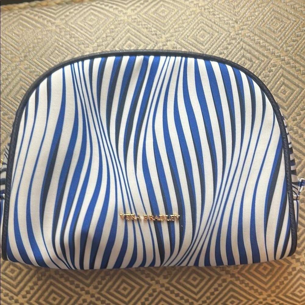 Vera Bradley make up bag Blue and White Striped Women's NWT